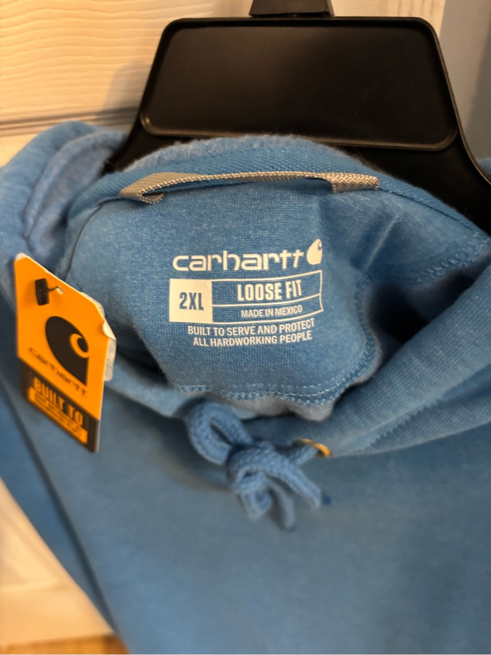 Carhartt Light Blue Pullover Hoodie with Drawstring